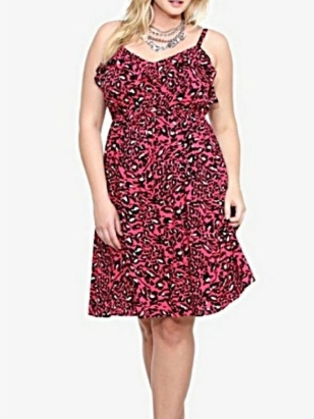 Torrid Cheetah Print Sun Dress Size 2x Womens Plus Hot Pink Leopard Sundress - Picture 11 of 11